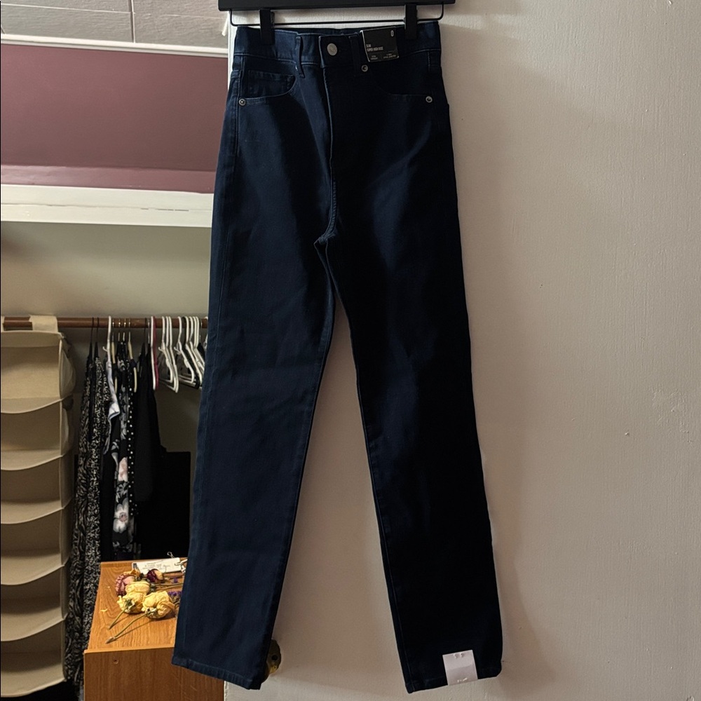 Dark blue super high rise jeans